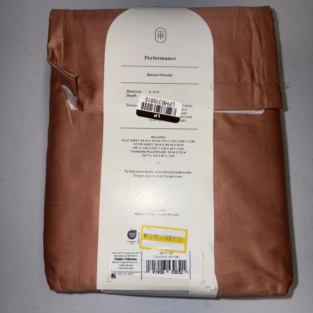 Threshold Solid Performance 400 Thread Count Sheet Set Rust Twin/Twin XL*
